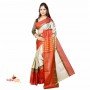 Fashionvibes Grey,Red Art Silk Saree