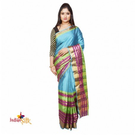 Fashionvibes Blue Art Silk Saree