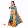 Fsahionvibes Green,Orange Art Silk Saree
