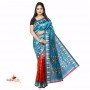 Fashionvibes Blue,Red Art Silk Saree