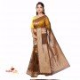 Fashionvibes Brown Cotton Silk Saree