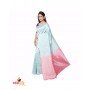 Fashionvibes Light blue,Pink Silk Saree