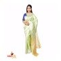 Fashionvibes Light Green,Yellow Silk Saree