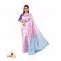 Fashionvibes SkyBlue,Pink Silk Saree