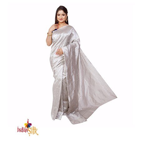 Fashionvibes Grey Silk Saree