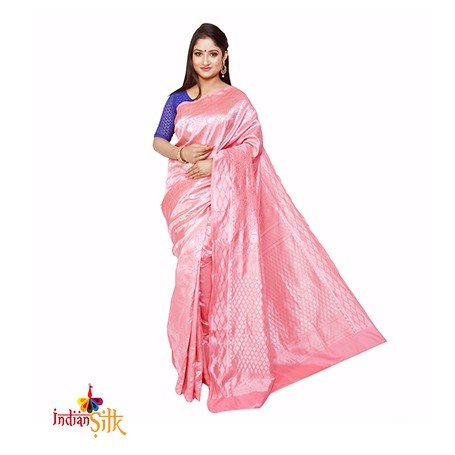 Fashionvibes Pink Silk Saree