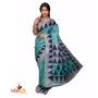 Fashionvibes Grey,Blue,Green Tussar Silk Saree