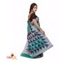 Fashionvibes Grey,Blue,Green Tussar Silk Saree