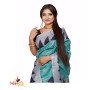 Fashionvibes Grey,Blue,Green Tussar Silk Saree