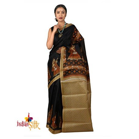 Fashionvibes Black Silk Saree