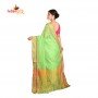 Fashionvibes Solid Base Mixed Cotton Silk Saree for Women (Color Green)