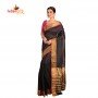 Fashionvibes Solid Base Mixed Cotton Silk Saree for Women (Color Black)