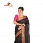 Fashionvibes Solid Base Mixed Cotton Silk Saree for Women (Color Black)