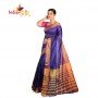 Fashionvibes Solid Base Mixed Cotton Silk Saree for Women (Color Blue)