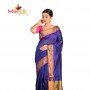 Fashionvibes Solid Base Mixed Cotton Silk Saree for Women (Color Blue)