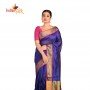 Fashionvibes Solid Base Mixed Cotton Silk Saree for Women (Color Blue)