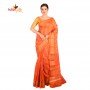FashionvibesMulticolour Stripes Cotton Silk Saree for Women (Light Orange)