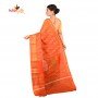 FashionvibesMulticolour Stripes Cotton Silk Saree for Women (Light Orange)