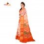 Fashionvibes Vibrant Mixed CottonSaree for Women(orange )