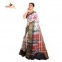 Fashionvibes Vibrant Mixed CottonSaree for Women(pink and grey)