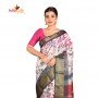 Fashionvibes Vibrant Mixed CottonSaree for Women(pink and grey)