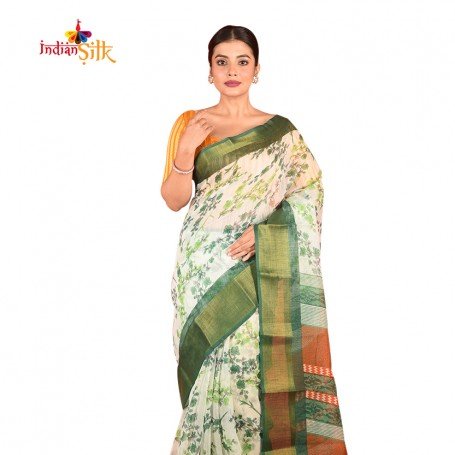 Fashionvibes Vibrant Mixed CottonSaree for Women(greens)