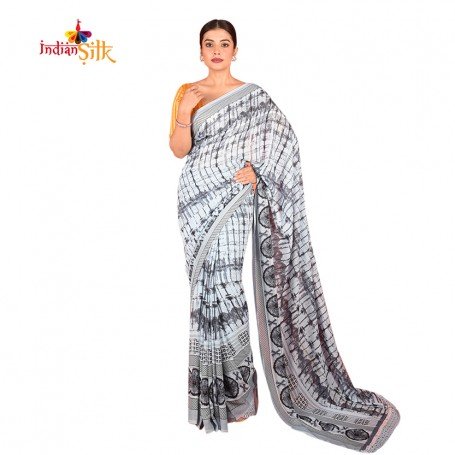 FashionvibesFreeflow Butter Silk Saree for Women (White)