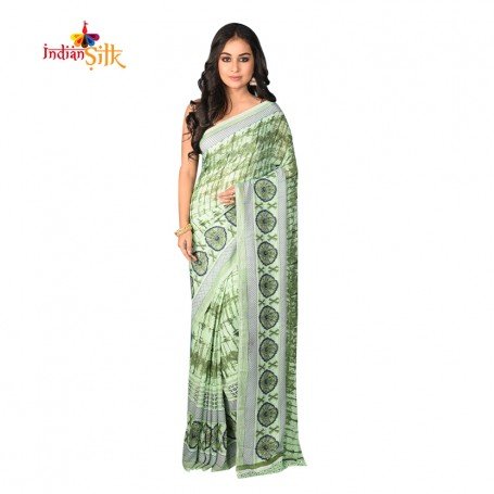FashionvibesFreeflow Butter Silk Saree for Women (Mint Green)