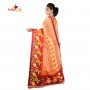 Fashionvibes Feathery Butter Silk Saree for Women ( Orange-yellow)