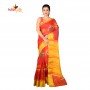 Fashionvibes BreathableMixed CottonSaree for Women (Orange)