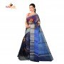 Fashionvibes BreathableMixed CottonSaree for Women (Navy Blue)