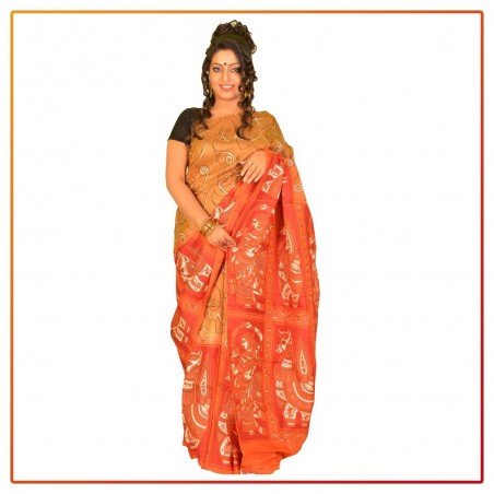 Murshidabad Silk Printed Saree 077