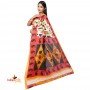 Fashionvibes Cotton geometric printed pocket saree (Multicolors)