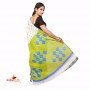 Fashionvibes Cotton digital print Pocket Saree (white & green)