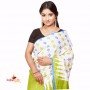 Fashionvibes Cotton digital print Pocket Saree (white & green)