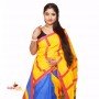 Fashionvibes Cotton Printed Pocket Saree (Red,Blue,Yellow)