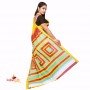 Fashionvibes Cotton geometric print Saree (Multicolour)