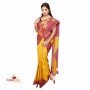 Faschionvibes Cotton Temple Print Pocket Saree ( Maroon & Mustard)