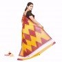 Faschionvibes Cotton Temple Print Pocket Saree ( Maroon & Mustard)