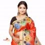 Fashionvibes Bhagalpuri Tussar Silk Printed Saree (Beige and Red)