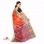 Fashionvibes Bhagalpuri Tussar Silk Printed Saree (Beige and Red)