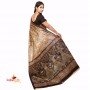 Fashionvibes Bhagalpuri Tussar Silk Printed Saree (Beige and Black)