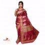fashionvibes Bhagalpuri Tussar Silk Printed Saree (Maroon,Beige)