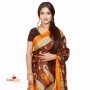 Fashionvibes Bhagalpuri Tussar Silk Printed Saree (Brown,Beige)