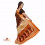 Fashionvibes Bhagalpuri Tussar Silk Printed Saree (Brown,Beige)