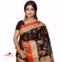 Fashionvibes Bhagalpuri Tussar Silk Printed Saree (Black,Beige)