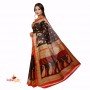 Fashionvibes Bhagalpuri Tussar Silk Printed Saree (Black,Beige)