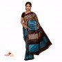 Fashionvibes Bhagalpuri Tussar Silk Printed Saree (Skyblue,Beige & Black)