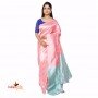 Fashionvibes Silk solid woven Saree (pink & blue)