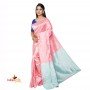 Fashionvibes Silk solid woven Saree (pink & blue)